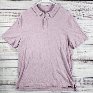 Faherty Movement Short Sleeve Polo Shirt Mens Large Purple Pima Cotton Modal